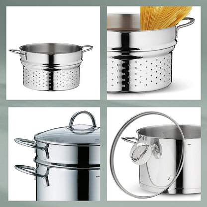 CAILIN Pastapan 6,5L – Roestvrijstalen pastapot met zeefinzet voor moeiteloos koken en afgieten