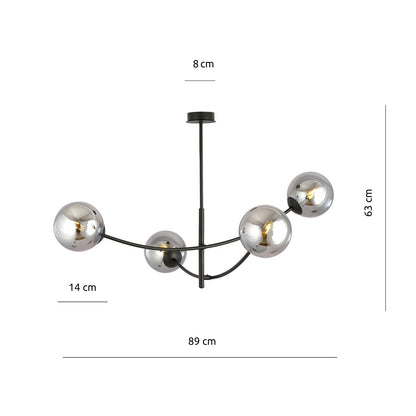 HUNTER 4 BLACK GRAFIT – Stijlvolle plafondlamp met minimalistisch karakter en glazen accenten