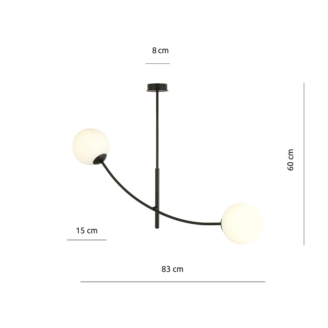 HUNTER 2 BLACK OPAL – Minimalistische plafondlamp met elegante uitstraling