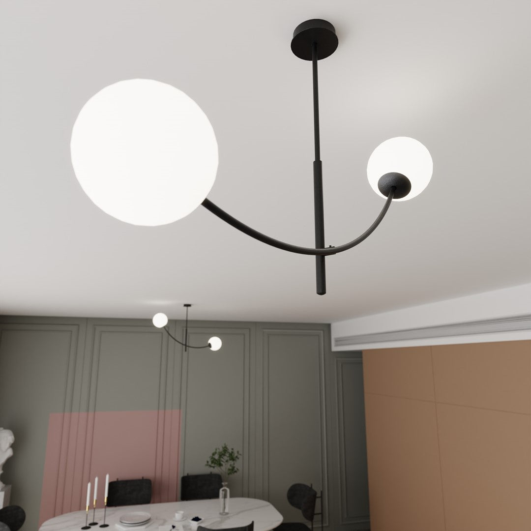 HUNTER 2 BLACK OPAL – Minimalistische plafondlamp met elegante uitstraling