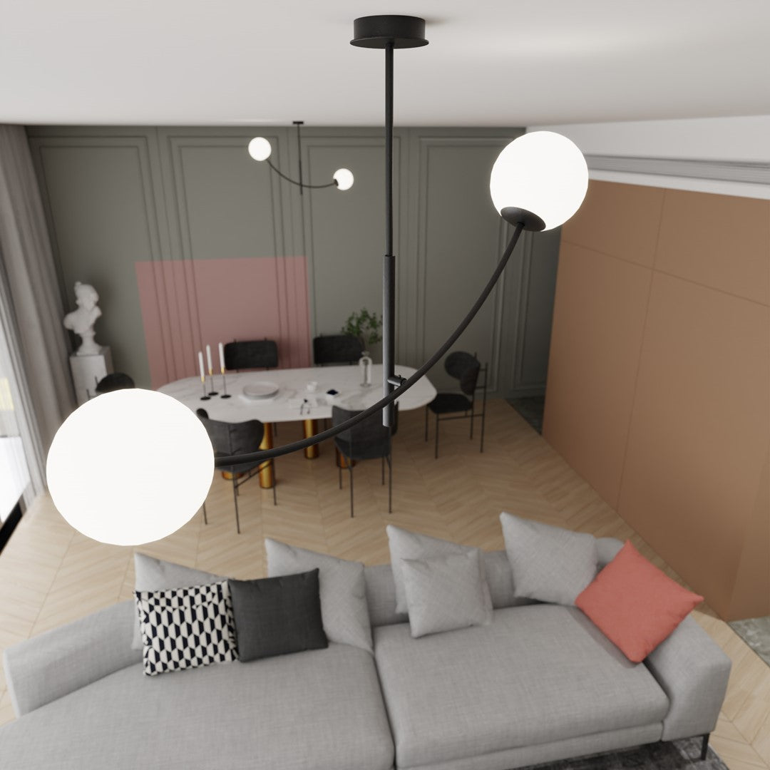 HUNTER 2 BLACK OPAL – Minimalistische plafondlamp met elegante uitstraling