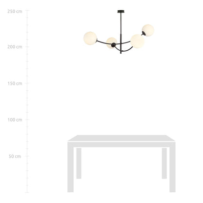 HUNTER 4 BLACK OPAL – Stijlvolle plafondlamp met moderne elegantie