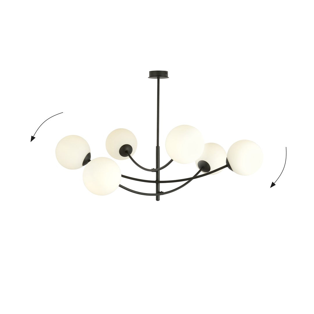HUNTER 6 BLACK OPAL – Minimalistische blikvanger met elegante glazen lampenkappen