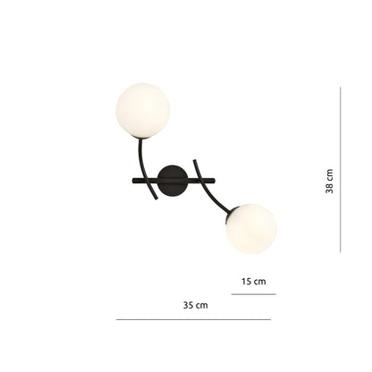 HUNTER K2 BLACK OPAL – Stijlvolle wandlamp met verfijnde glazen details