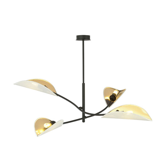 LOTUS 4 WHITE GOLD – Elegante plafondlamp met verfijnde bladvormige kappen