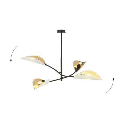 LOTUS 4 WHITE GOLD – Elegante plafondlamp met verfijnde bladvormige kappen