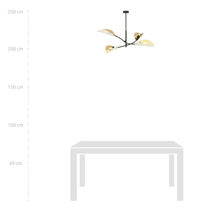 LOTUS 4 WHITE GOLD – Elegante plafondlamp met verfijnde bladvormige kappen