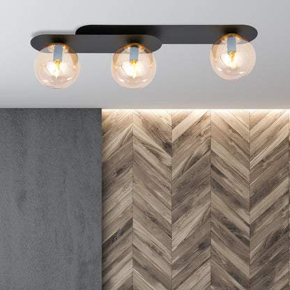 PLAZA 3 BLACK MIODOWY – Stoere plafondlamp met industriële charme en moderne flair