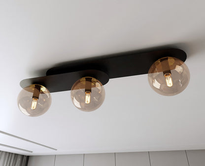 PLAZA 3 BLACK MIODOWY – Stoere plafondlamp met industriële charme en moderne flair