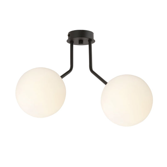 NOVA 2 BLACK OPAL – Minimalistische plafondlamp met elegante glazen kappen