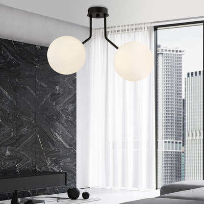 NOVA 2 BLACK OPAL – Minimalistische plafondlamp met elegante glazen kappen