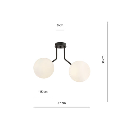 NOVA 2 BLACK OPAL – Minimalistische plafondlamp met elegante glazen kappen