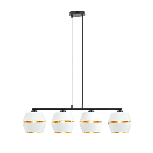 PIANO 4-WHITE-GOLD Hanglamp – Tijdloze elegantie met gouden accenten voor een warme sfeer