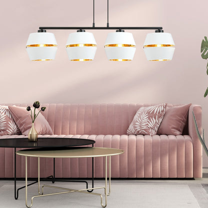 PIANO 4-WHITE-GOLD Hanglamp – Tijdloze elegantie met gouden accenten voor een warme sfeer
