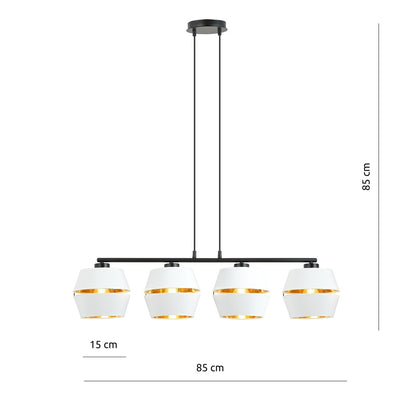 PIANO 4-WHITE-GOLD Hanglamp – Tijdloze elegantie met gouden accenten voor een warme sfeer