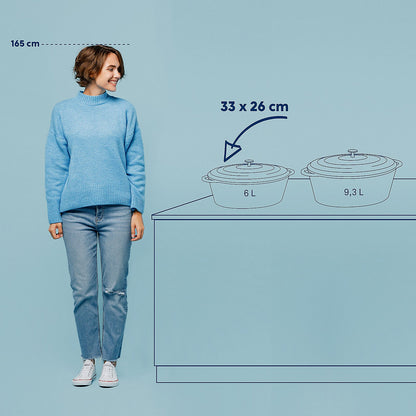 KELA Calido Ovale Braadpan 33 × 26 cm (6,0 L) – Luxe gietijzer in opvallend rood met beige geëmailleerde binnenzijde