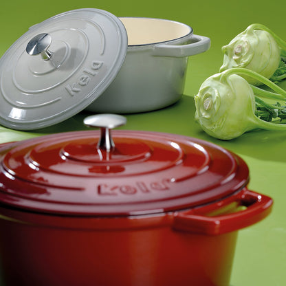 KELA Calido Ovale Braadpan 33 × 26 cm (6,0 L) – Luxe gietijzer in opvallend rood met beige geëmailleerde binnenzijde