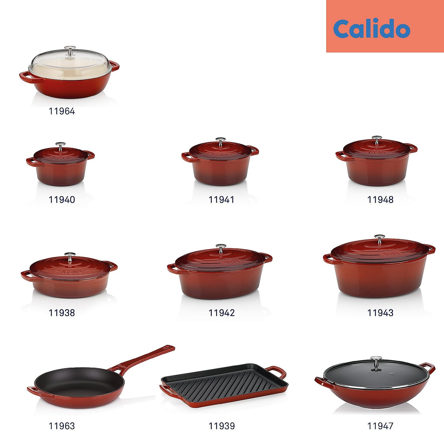 KELA Calido Ronde Braadpan 26 cm (4,6 L) – Rode gietijzeren krachtpatser met beige geëmailleerde binnenzijde