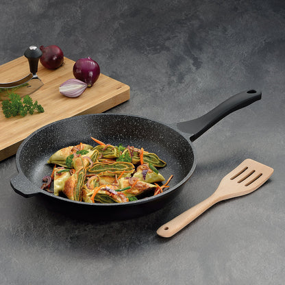 STELLA NOVA Sauteerpan Ø28 cm – Ruime stoofpan van gegoten aluminium met glazen deksel