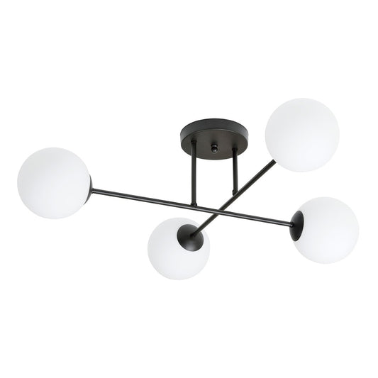 ROMA 4 – Minimalistische plafondlamp in zwart-opaal, perfect voor stijlvolle interieurs