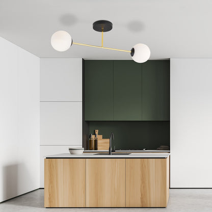 MAGNUM 2 – Luxe plafondlamp met gouden accenten en glazen kappen