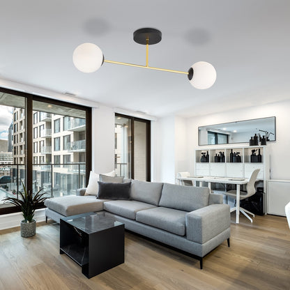 MAGNUM 2 – Luxe plafondlamp met gouden accenten en glazen kappen