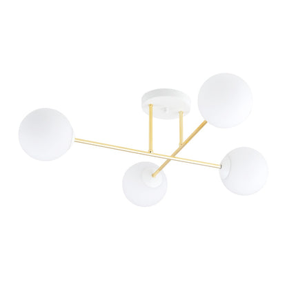 MAGNUM 4 – Luxueuze plafondlamp met opaalglas en gouden accenten voor een stijlvol interieur