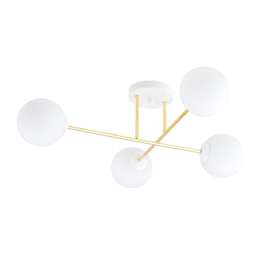 MAGNUM 4 – Luxueuze plafondlamp met opaalglas en gouden accenten voor een stijlvol interieur