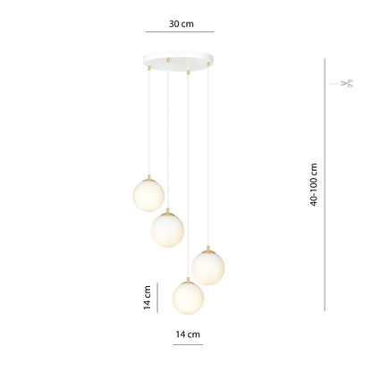 ROYAL 4 White – Strakke plafondlamp met gouden elegantie en veelzijdigheid