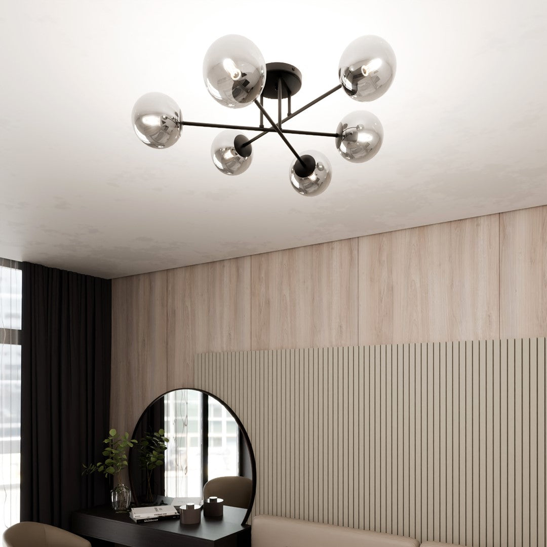 ROMA 6 – Minimalistische plafondlamp met zes spots voor krachtige lichtverspreiding