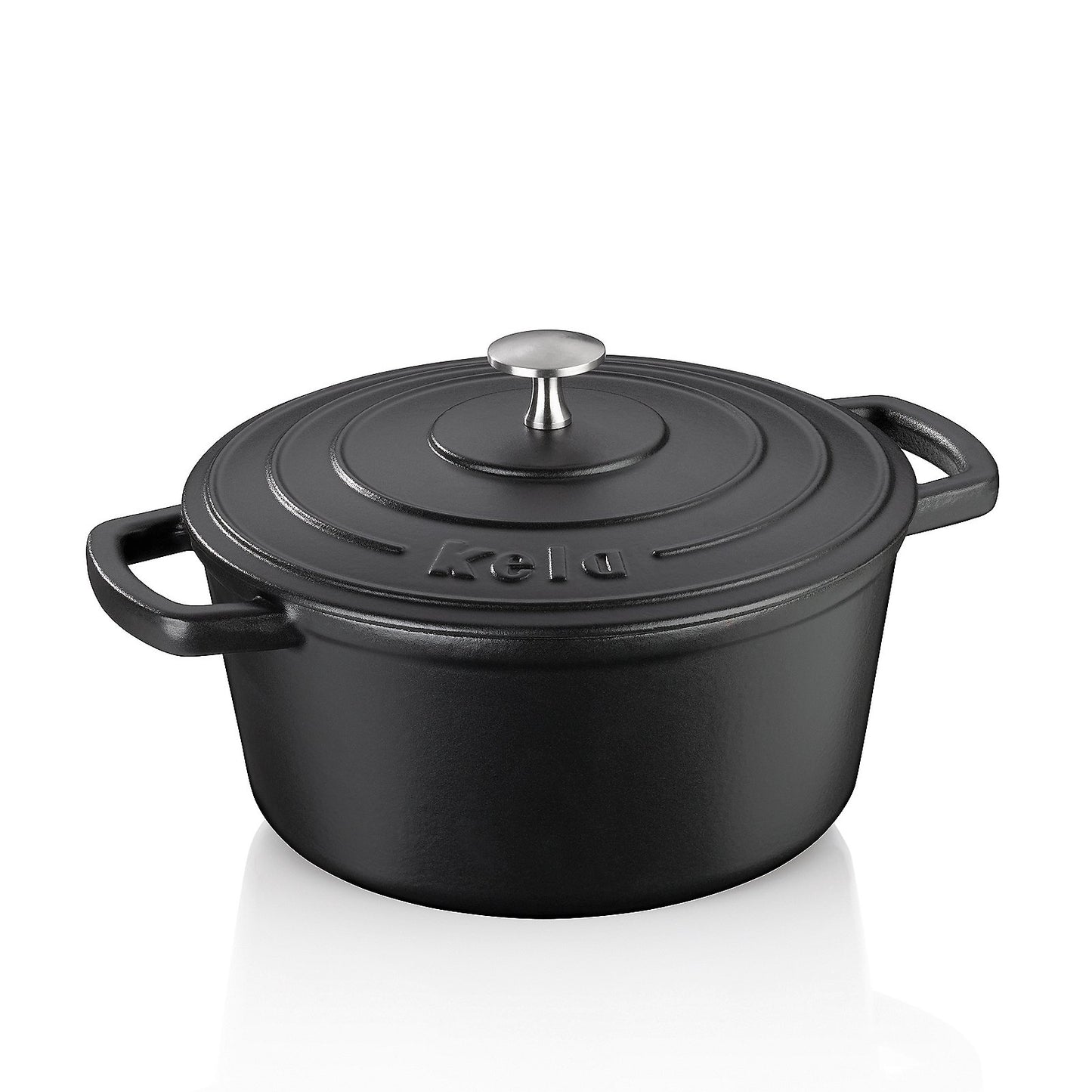 KELA Calido Ronde Braadpan 24 cm (3,8 L) – Zwart gietijzeren kookkracht met stijlvolle matte afwerking