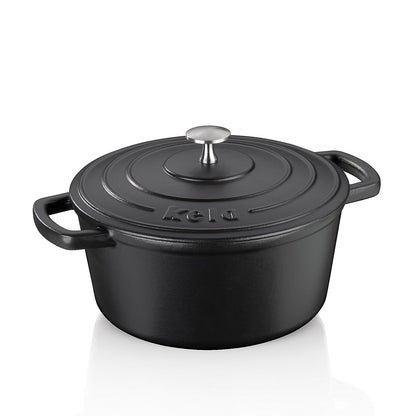KELA Calido Ronde Braadpan 24 cm (3,8 L) – Zwart gietijzeren kookkracht met stijlvolle matte afwerking