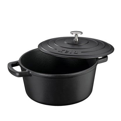 KELA Calido Ronde Braadpan 24 cm (3,8 L) – Zwart gietijzeren kookkracht met stijlvolle matte afwerking