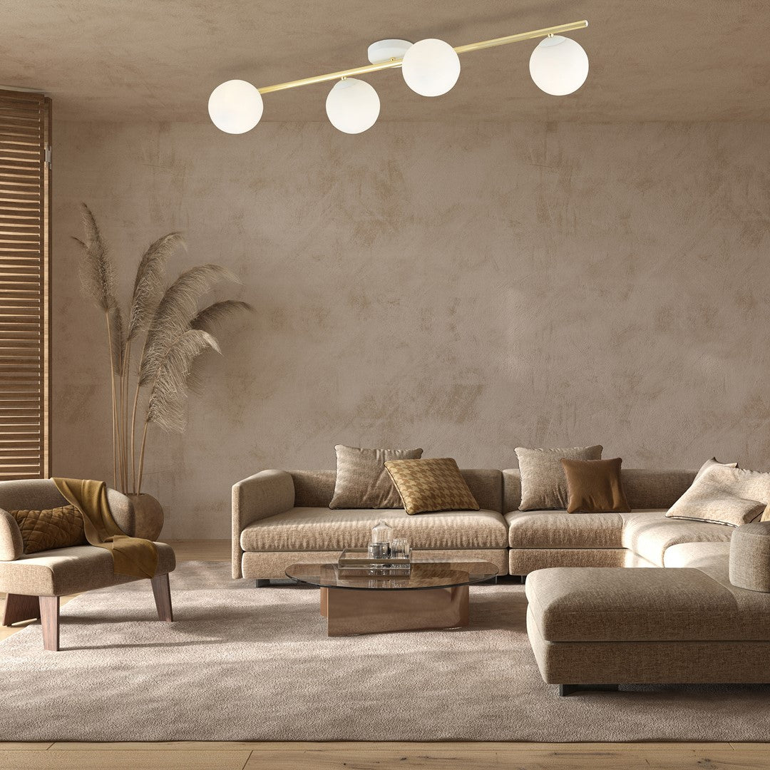 SPLENDI 4 – Glamoureuze plafondlamp met elegante gouden accenten