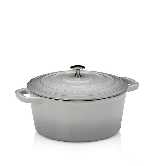 KELA Calido Ronde Braadpan 26 cm (4,6 L) – Gietijzeren kracht met stijlvolle grijze look en beige binnenzijde