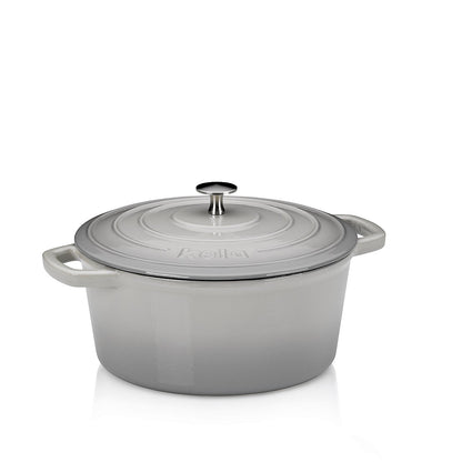 KELA Calido Ronde Braadpan 26 cm (4,6 L) – Gietijzeren kracht met stijlvolle grijze look en beige binnenzijde