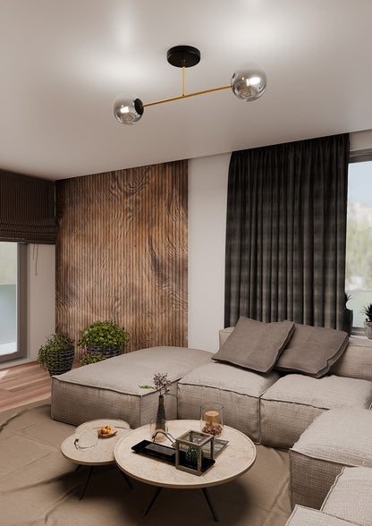 MAGNUM 2 – Verfijnde plafondlamp met goudaccenten voor een elegant modern interieur