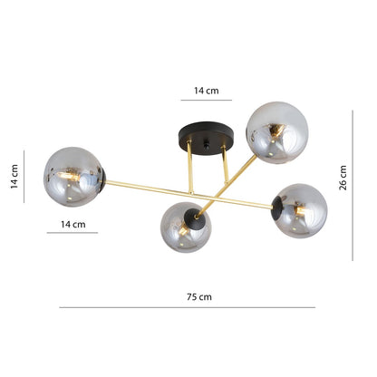 MAGNUM 4 – Stijlvolle plafondlamp met glas en goudaccenten voor een modern interieur