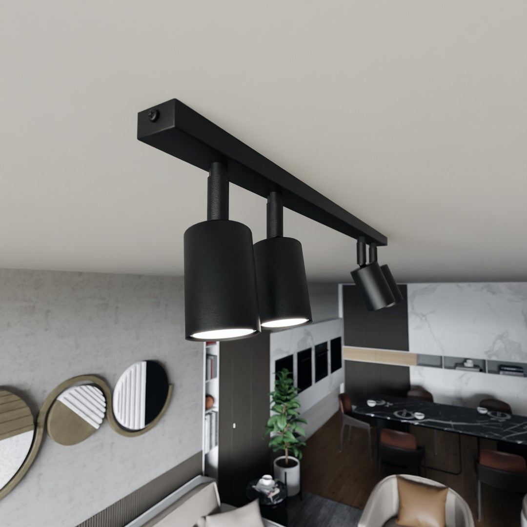 FLASH 4 Black – Minimalistische plafondlamp met strakke lijnen en krachtig licht