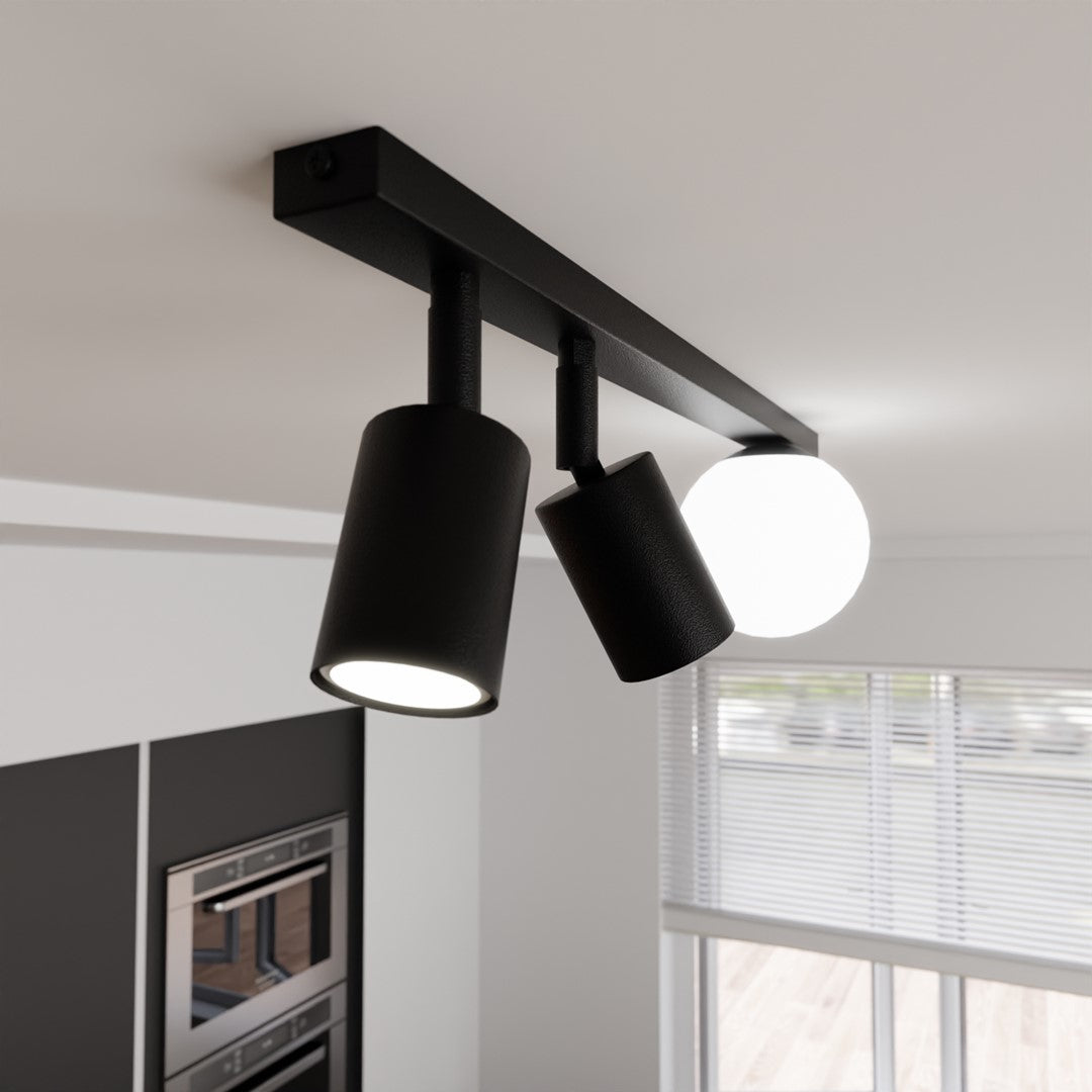 BASTER 3 Black – Strakke plafondlamp met functionele precisie en modern karakter