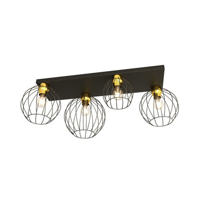 NEST 4 Black Gold – Industriële plafondlamp met een luxe gouden twist