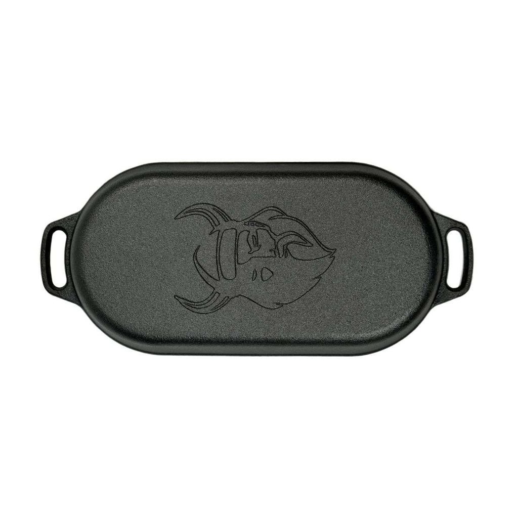 Valhal Outdoor Dutch Oven – Gietijzeren Braadpan met Grilldeksel (Ovaal, 2 Liter)
