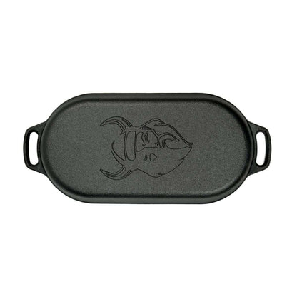 Valhal Outdoor Dutch Oven – Gietijzeren Braadpan met Grilldeksel (Ovaal, 2 Liter)