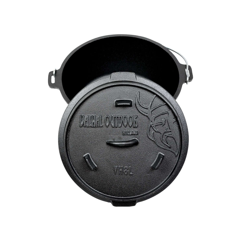 Valhal Outdoor Dutch Oven 8L met Pootjes – Stoere Alleskunner voor Buiten & Binnen