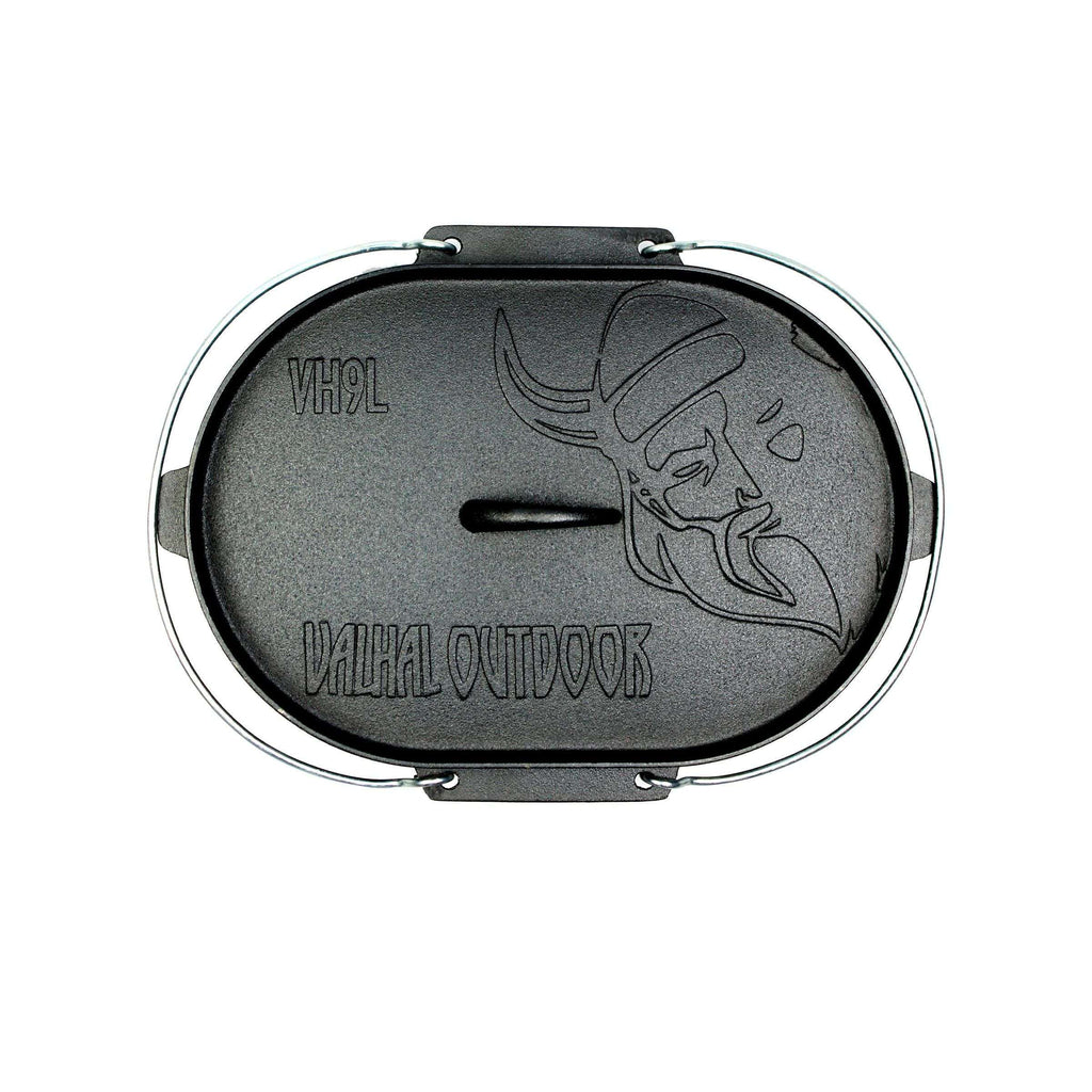 Valhal Outdoor Dutch Oven 9L Ovaal – Gietijzeren Alleskunner voor Elke Warmtebron