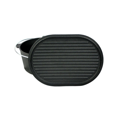 Valhal Outdoor Dutch Oven 9L Ovaal – Gietijzeren Alleskunner voor Elke Warmtebron