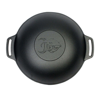 Gietijzeren Wokpan 36 cm – Robuuste Pan voor Binnen & Buiten Koken