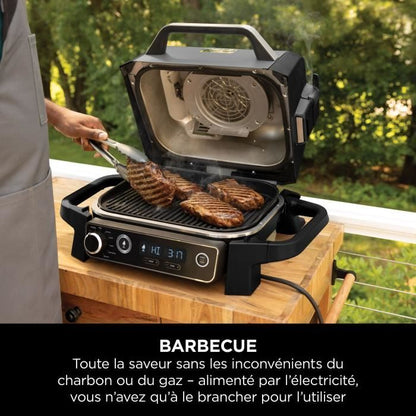 NINJA OG701EU Elektrische Barbecue & Rookoven – 3-in-1 Grill, Roker en Airfryer met Antiaanbaklaag