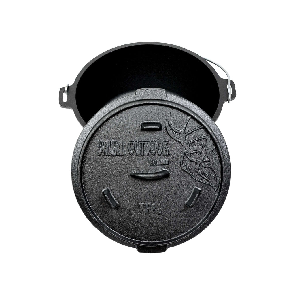 Valhal Outdoor Dutch Oven 8L met Pootjes – Stoere Alleskunner voor Buiten & Binnen