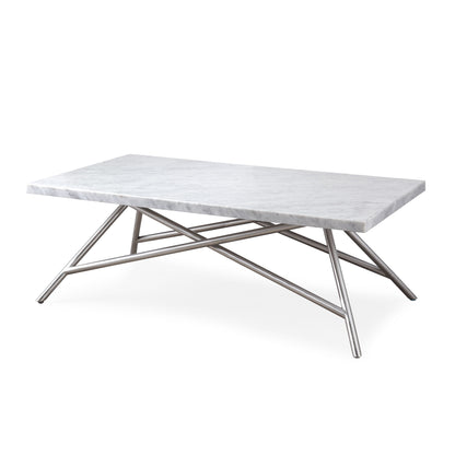 CORAL COFFEE TABLE IN MARBLE Tijdloze Luxe – Salontafel met Carrara Marmer en Roestvrij Staal